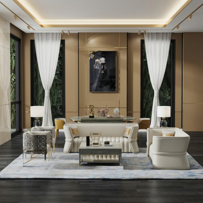 Set di divani 3+2 posti in tessuto per divani in stile design.