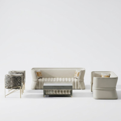 Set di divani 3+2 posti in tessuto per divani in stile design.