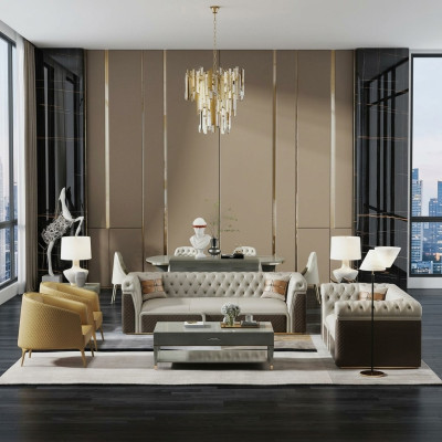 Set di divani 3+2 posti Design Sofa Couch imbottiti Divani Moderni di lusso.