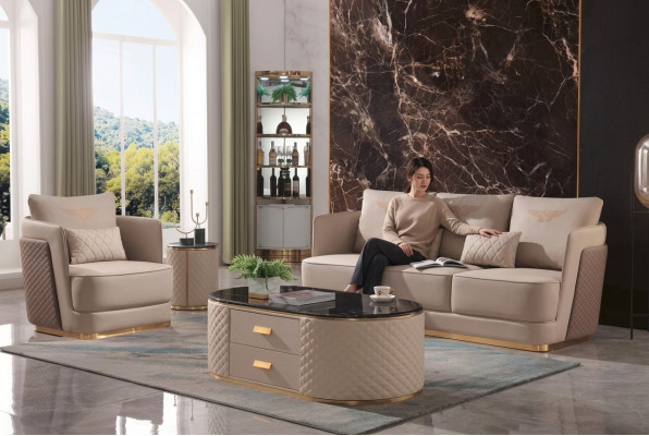 Set completo divano 3 posti + 1 posto + tavolino da salotto Tavolino da salotto Design Living Landscape.