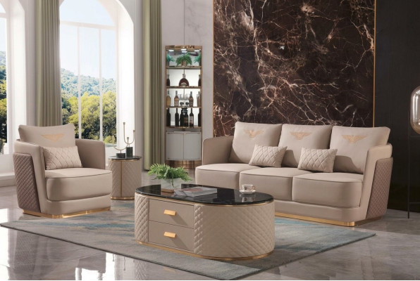 Set completo divano 3 posti + 1 posto + tavolino da salotto Tavolino da salotto Design Living Landscape.