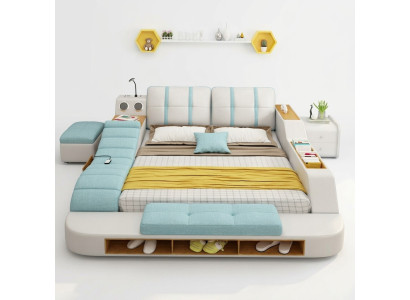Doppio design letto in pelle imbottiti letti moderni 180x200 cm