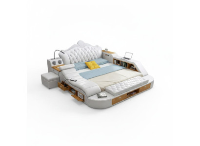 Letto imbottito di lusso in design doppio 180x200 in pelle Chesterfield multifunzione