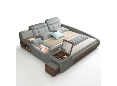 Letto in pelle Letti Imbottiti Matrimoniali Multifunzione 180x200 Struttura del letto in pelle Design