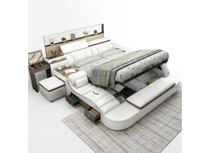 Letto multifunzionale con casse Bluetooth design di lusso letti in pelle