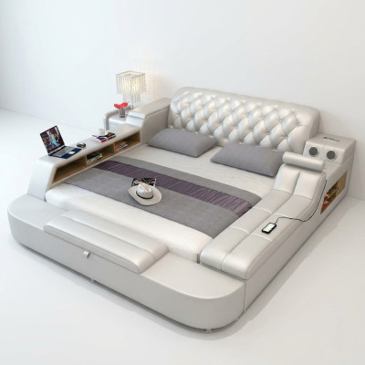 Design Letto Letti in Pelle Hotel Imbottiti 180x200 Multifunzionale Scaffale