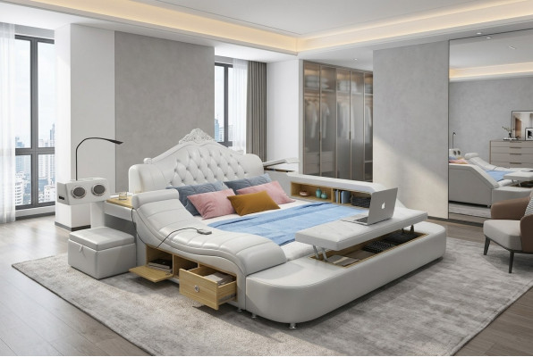 Letto multifunzione Decorazioni per letti Letto matrimoniale Letto matrimoniale Letto imbottito Camera da letto