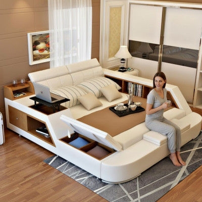 Doppio lusso Design Letto in pelle Letti imbottiti Moderni Albergo