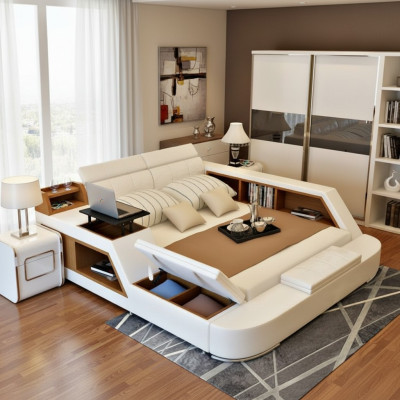 Doppio lusso Design Letto in pelle Letti imbottiti Moderni Albergo