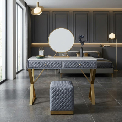 Tavoli trucco Consolle Tavolo Camera da letto Decorazioni in legno Specchio + Comò