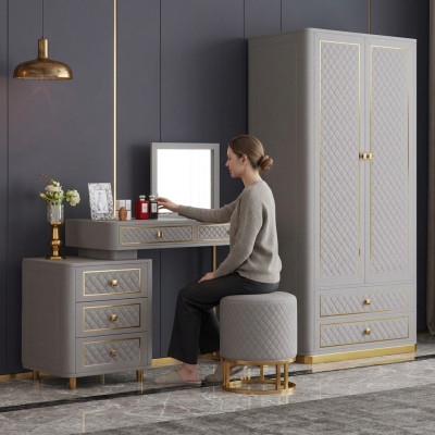 Tavolo da toeletta, sedia, console di lusso, comò, camera da letto, tavolo console.