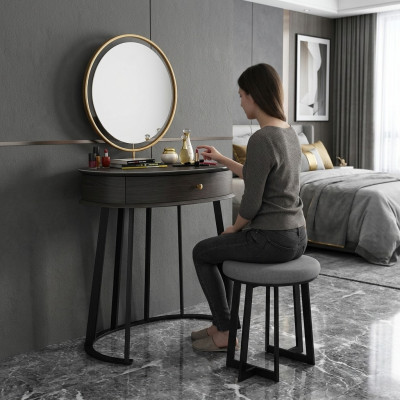 Toletta specchio sedia console di lusso comò camera da letto 2 pezzi.