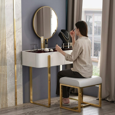 Tavolo da toeletta moderno con tavoli consolle + sgabello, tavolo da trucco 2 pezzi.