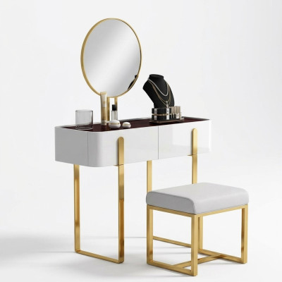 Tavolo da toeletta moderno con tavoli consolle + sgabello, tavolo da trucco 2 pezzi.