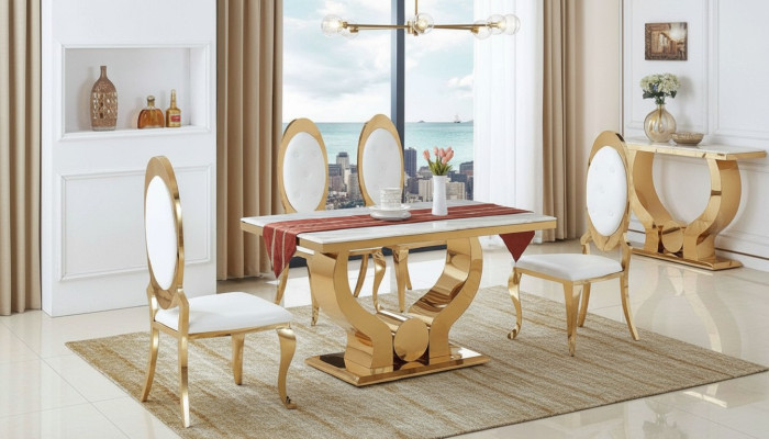 Tavolo da pranzo Sala da pranzo Set Gruppo da pranzo Tavolo classico Set 5 pezzi Sedia nuova