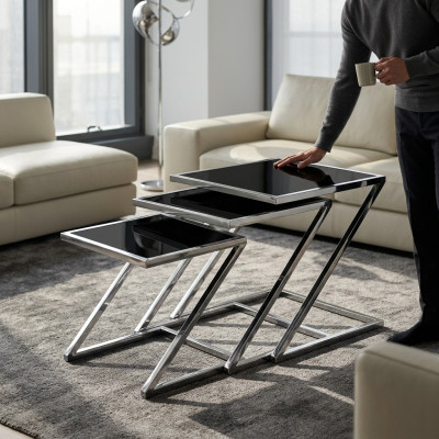 Set di 3 tavolini da salotto design tavolino da caffè comodino tavoli tavolo da soggiorno