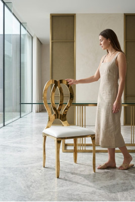 Sedia in acciaio inossidabile massiccio con rivestimento tessile per sedie da pranzo design sala da pranzo  Sedia in acciaio inossidabile massiccio con rivestimento tessile per sedie da pranzo design sala da pranzo