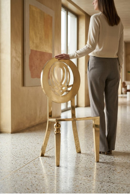 Sedia 1x Sedie da pranzo Stuhl Sessel Acciaio inossidabile Design Mobili in metallo Acciaio