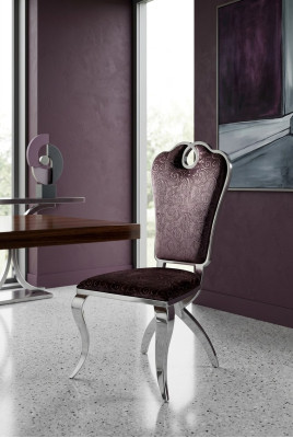 Poltrona di lusso per sala da pranzo, poltrona di design in tessuto e similpelle