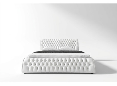 Letto Chesterfield Imbottito Design Doppio Letto da Hotel 180x200 Camera da Letto in Pelle