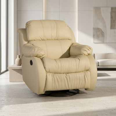 Poltrona Girevole Reale Beige Seduta Salotto Club Poltrona Singola Arredamento Imbottito Nuovo