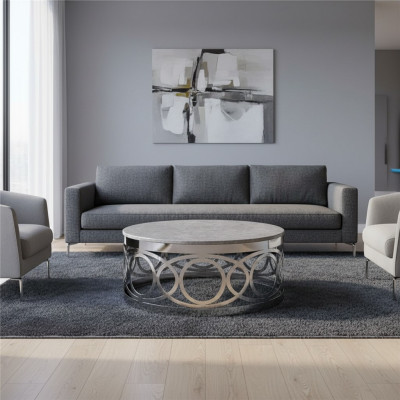 Tavolino da salotto di lusso rotondo in acciaio inossidabile, nome: Designer Sofa Living Room Table.