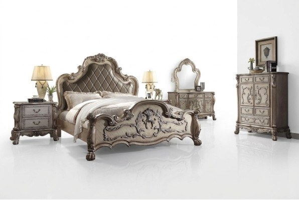 Set completo camera da letto Letto barocco reale Comò Comodino 6 pezzi.