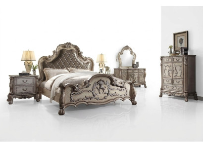 Set completo camera da letto Letto barocco reale Comò Comodino 6 pezzi.
