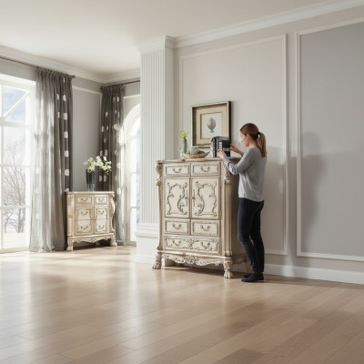 Barocco cassettone armadio lusso comò armadio scaffale console mobili argento mensole