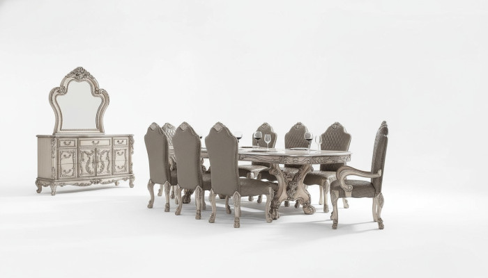 Grande tavolo da cavaliere Barocco, tavolo da pranzo xxl 345cm in legno, mobili classici nuovi.