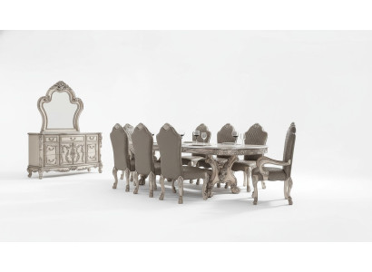 Grande tavolo da cavaliere Barocco, tavolo da pranzo xxl 345cm in legno, mobili classici nuovi.
