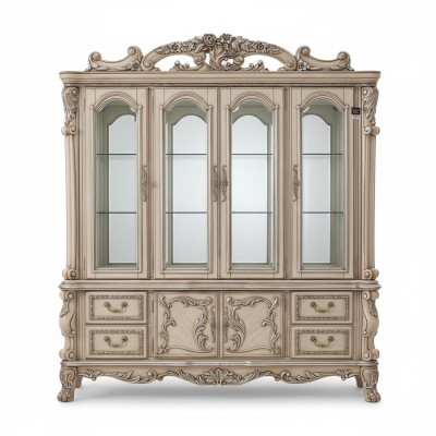 Design classico Vetrina Vetrina in vetro Armadio Vetrina Espositore Scaffale Barocco