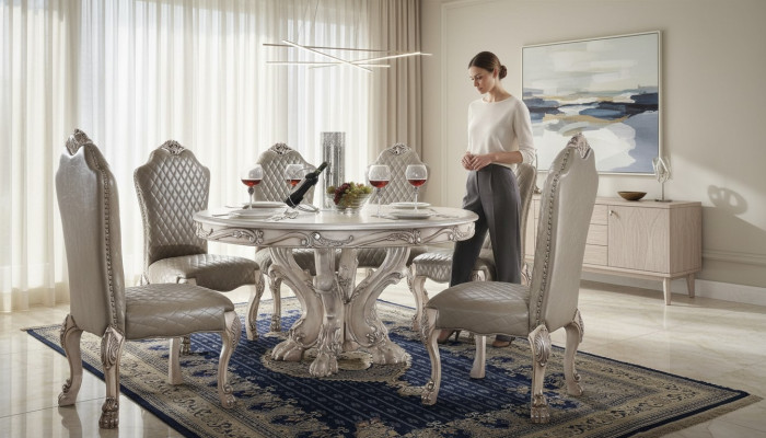 Set di sedie da sala da pranzo 6x sedia senza braccioli Sedia di lusso Sedie barocche