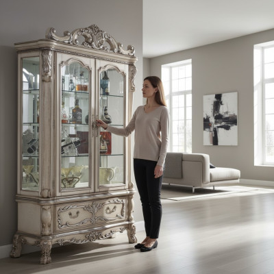 Vetrina credenza armadi design mobili italiani armadio lusso barocco legno