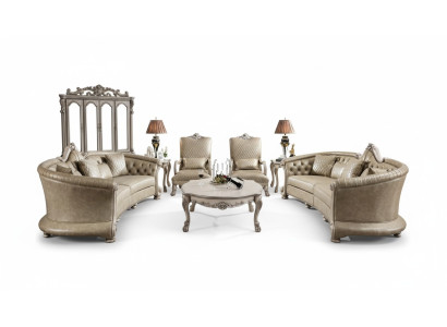 Set di divani con tavolino da salotto, tavolino laterale, divano, imbottito, nuovo con 5 pezzi.