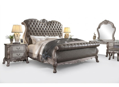 Design mobili di lusso barocchi comodino letto 180x200 letto set da camera da letto 3 pezzi