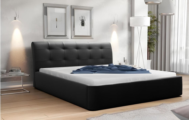 Struttura classica del letto con rivestimento in pelle e tessuto per letto hotel 180x200cm.