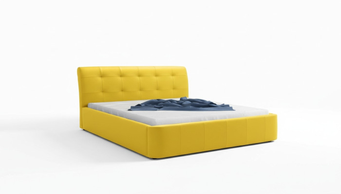 Struttura classica del letto con rivestimento in pelle e tessuto per letto hotel 180x200cm.