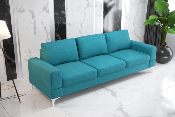 Soggiorno Design Tessuto 3 Posti Bianco Elegante Moderno Divano Imbottitura Nuovo