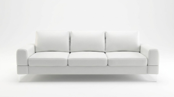 Soggiorno Design Tessuto 3 Posti Bianco Elegante Moderno Divano Imbottitura Nuovo