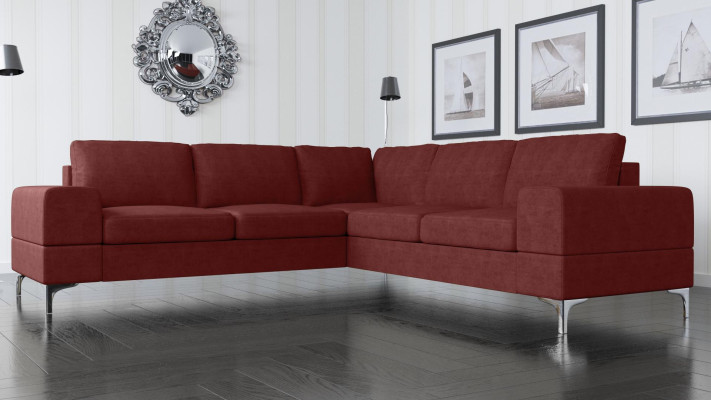 Divano a angolo in tessuto design moderno per soggiorno a forma di L, blu turchese, mobili di lusso.