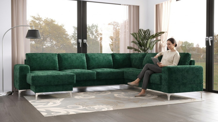 Design Moderno Divano ad Angolo a U, Nuova Area Salotto con Divano Imbottito, Divano Componibile