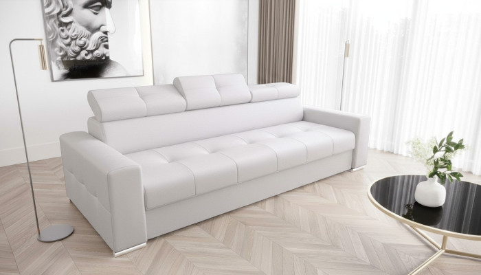 Mobili per la camera da letto moderni, divano a 3 posti bianco imbottito.