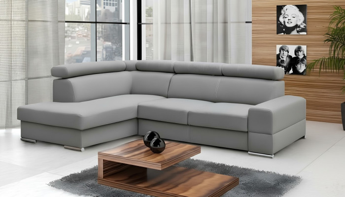 Sofà d'angolo in tessuto di alta qualità con funzione letto a L moderno per il soggiorno.