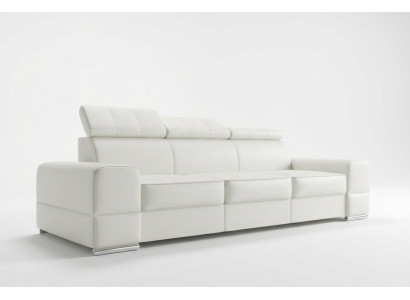 Design divani xxl Sofa 4 posti in pelle bianca, divano di lusso a quattro posti.