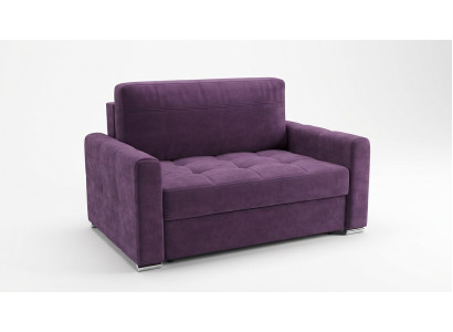 Poltrona relax in tessuto per lounge club con design imbottito, divano a due posti di lusso di colore viola, nuovo.