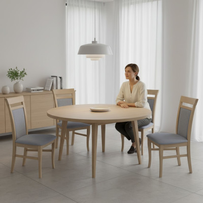 Imposta 4 sedie in tessuto con design e schienale imbottito per ristoranti e sala da pranzo in legno e stoffa.
