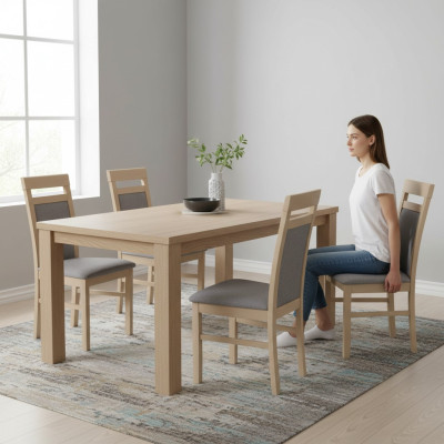 Gruppo sedie set tessile legno sedie da pranzo imbottite 4x sedia