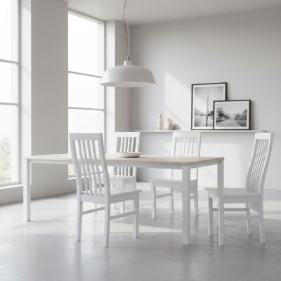 Imposta 4 sedie di lusso in legno massiccio con design per seduta veranda cucina sala da pranzo nuove.