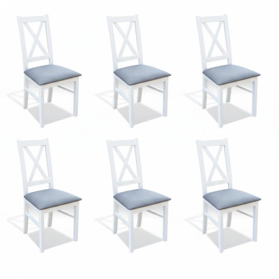 Set di sedie in tessuto e legno, 6 sedie per sala da pranzo, design per la sala da pranzo, sedia in legno massiccio